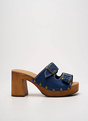 Mules/sabots semi compensé talon de 7 à 9cm bleu LPB femme