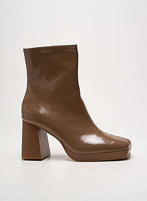Bottines/boots matière lisse talon de 7 à 9cm marron GEMO femme