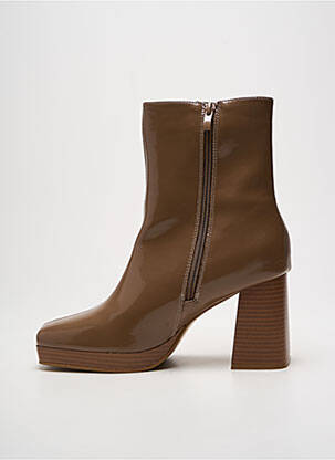 Bottines/boots matière lisse talon de 7 à 9cm marron GEMO femme