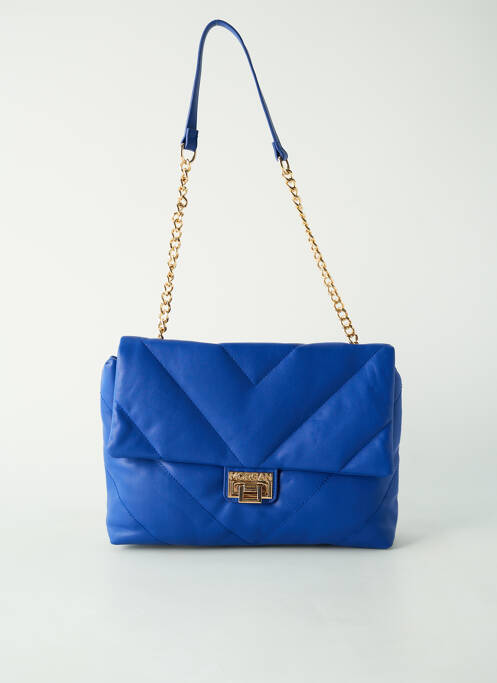 Sac fermeture rabat clipsé forme rectangulaire bleu MORGAN femme