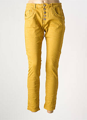 Pantalon 7/8 stretch taille normale jaune PLACE DU JOUR femme