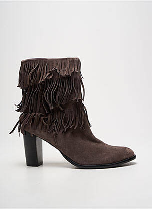 Bottines/boots nubuck talon de 7 à 9cm marron COULEUR POURPRE femme