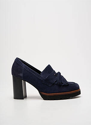 Mocassins bout rond talon de 7 à 9cm bleu GADEA femme