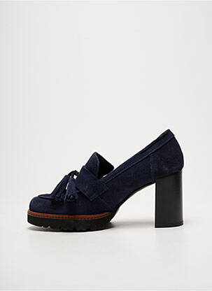 Mocassins bout rond talon de 7 à 9cm bleu GADEA femme