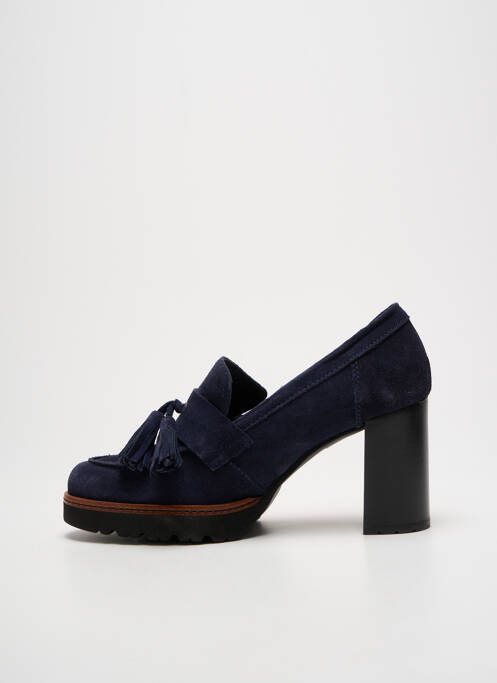 Mocassins nubuck talon de 7 à 9cm bleu GADEA femme