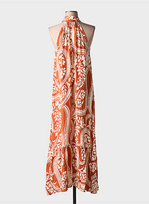 Robe longue coupe évasée sans manche orange LAUREN VIDAL femme