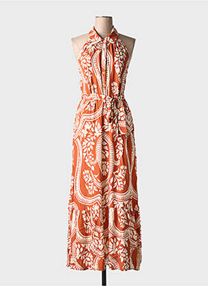 Robe longue sans manche sans manche orange LAUREN VIDAL femme