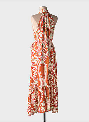 Robe longue sans manche sans manche orange LAUREN VIDAL femme