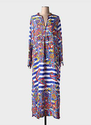 Robe longue manches longues manches longues bleu ANTICA SARTORIA femme