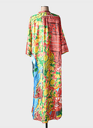 Robe longue imprimé fantaisie manches 3/4 rouge ANTICA SARTORIA femme