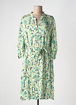 Robe mi-longue coupe fluide manches 3/4 vert REVER MILE femme