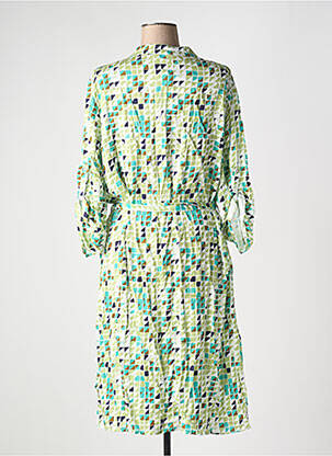 Robe mi-longue coupe fluide manches 3/4 vert REVER MILE femme