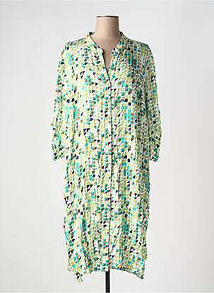 Robe mi-longue coupe fluide manches 3/4 vert REVER MILE femme