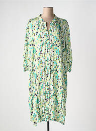 Robe mi-longue coupe fluide manches 3/4 vert REVER MILE femme