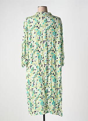 Robe mi-longue coupe fluide manches 3/4 vert REVER MILE femme