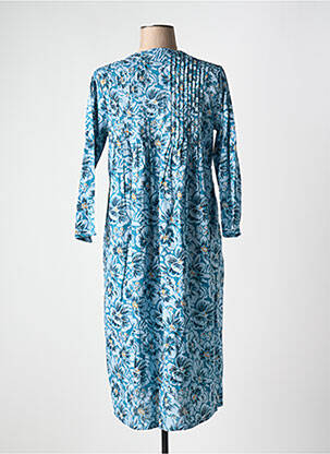 Robe mi-longue imprimé fleurs manches longues bleu ZEN ETHIC femme