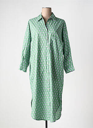 Robe mi-longue manches 3/4 manches 3/4 vert ZEN ETHIC femme