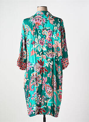 Robe mi-longue imprimé fleurs manches 3/4 bleu REVER MILE femme