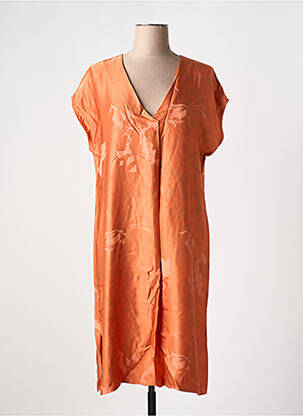 Robe mi-longue coupe fluide manches courtes orange LAUREN VIDAL femme