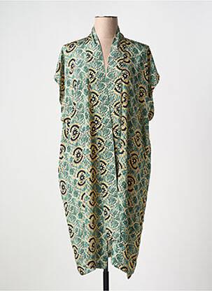 Veste kimono col v vert LAUREN VIDAL femme