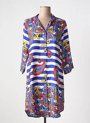 Robe courte manches 3/4 manches 3/4 bleu ANTICA SARTORIA femme