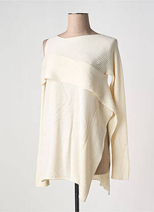 Pull tunique coupe forme déstructurée manches longues beige CREA CONCEPT femme