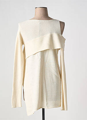 Pull tunique stretch manches longues beige CREA CONCEPT femme