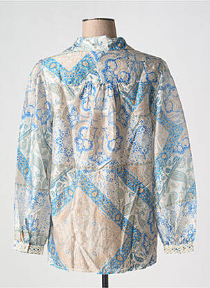 Blouse légère et transparente manches longues bleu MARINA V femme