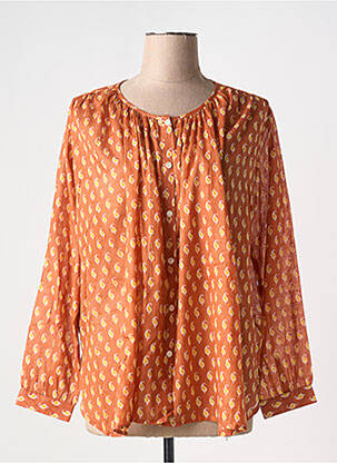 Chemisier imprimé fantaisie manches longues orange ZEN ETHIC femme