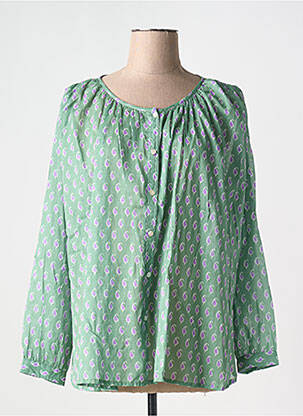 Chemisier imprimé fantaisie manches longues vert ZEN ETHIC femme