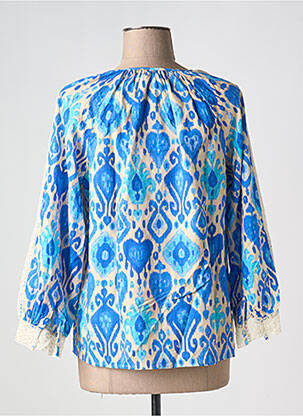 Blouse tissage popeline manches longues bleu ZEN ETHIC femme