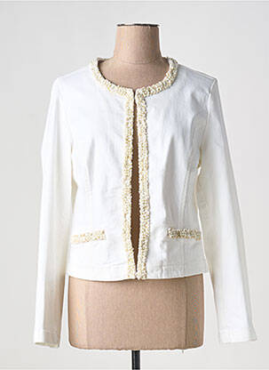 Veste casual col rond beige LAUREN VIDAL femme