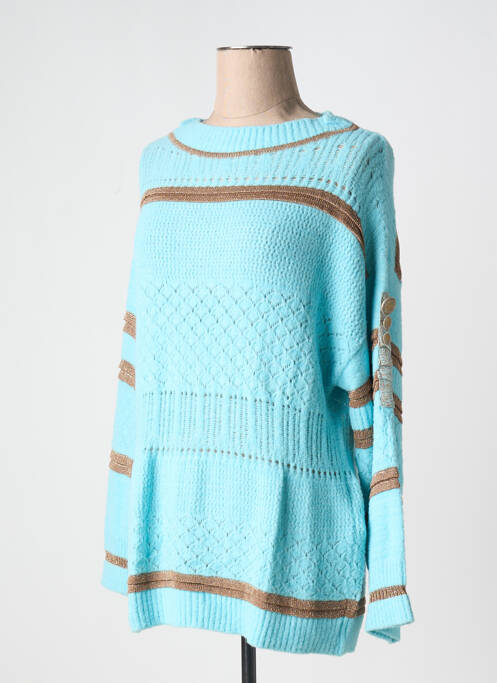 Pull tunique stretch manches longues bleu ELISA CAVALETTI femme