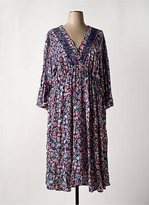 Robe longue imprimé fleurs manches 3/4 bleu JEAN MARC PHILIPPE femme