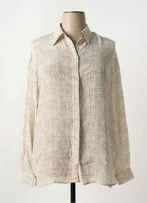 Chemisier tissage crêpe manches longues beige SKILLS & GENES femme