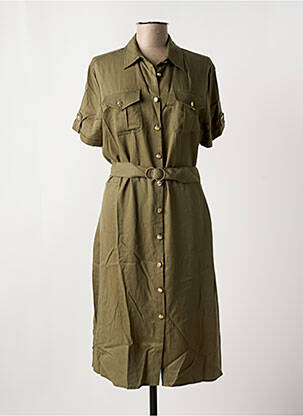 Robe mi-longue manches courtes manches courtes vert FLY GIRL femme