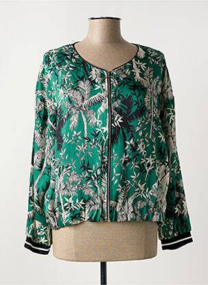 Blouson effet matière satinée vert LAUREN VIDAL femme