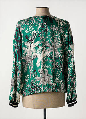 Blouson effet matière satinée vert LAUREN VIDAL femme