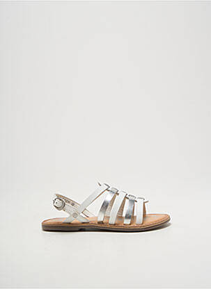 Sandales/nu pieds tissage satiné bout ouvert argent KICKERS fille