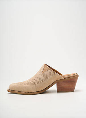 Mules/sabots nubuck talon de 4 à 6cm beige CASTA femme