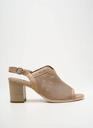 Sandales/nu pieds tissage satiné talon de 7 à 9cm beige NERO GIARDINI femme