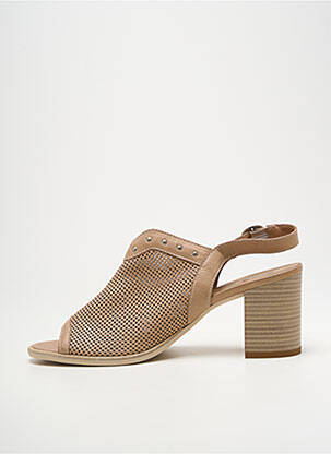 Sandales/nu pieds tissage satiné talon de 7 à 9cm beige NERO GIARDINI femme