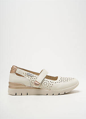 Ballerines fermeture scratch talon plat jusqu'à 3cm beige PIKOLINOS femme