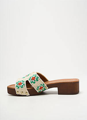 Mules/sabots semi compensé talon de 4 à 6cm beige JB MARTIN femme