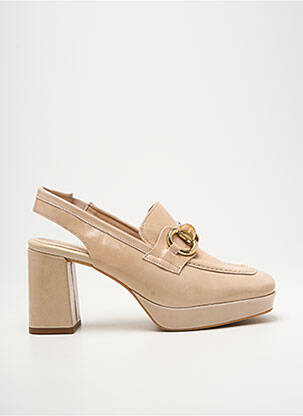 Mocassins tissage satiné talon de 7 à 9cm beige ALPE femme