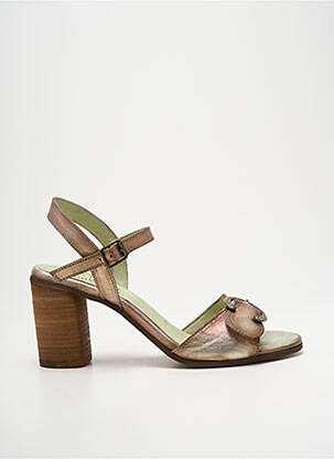 Sandales/nu pieds tissage satiné talon de 7 à 9cm marron LITTLE...LA SUITE femme