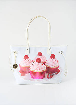 Sac fermeture zippée forme cabas blanc Y NOT? femme