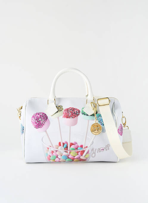 Sac cuir grainé forme bowling blanc Y NOT? femme