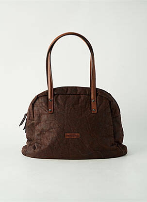 Sac multipoches forme rectangulaire marron PATRICK BLANC femme