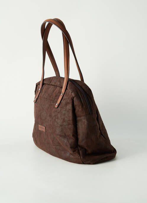 Sac multipoches forme rectangulaire marron PATRICK BLANC femme
